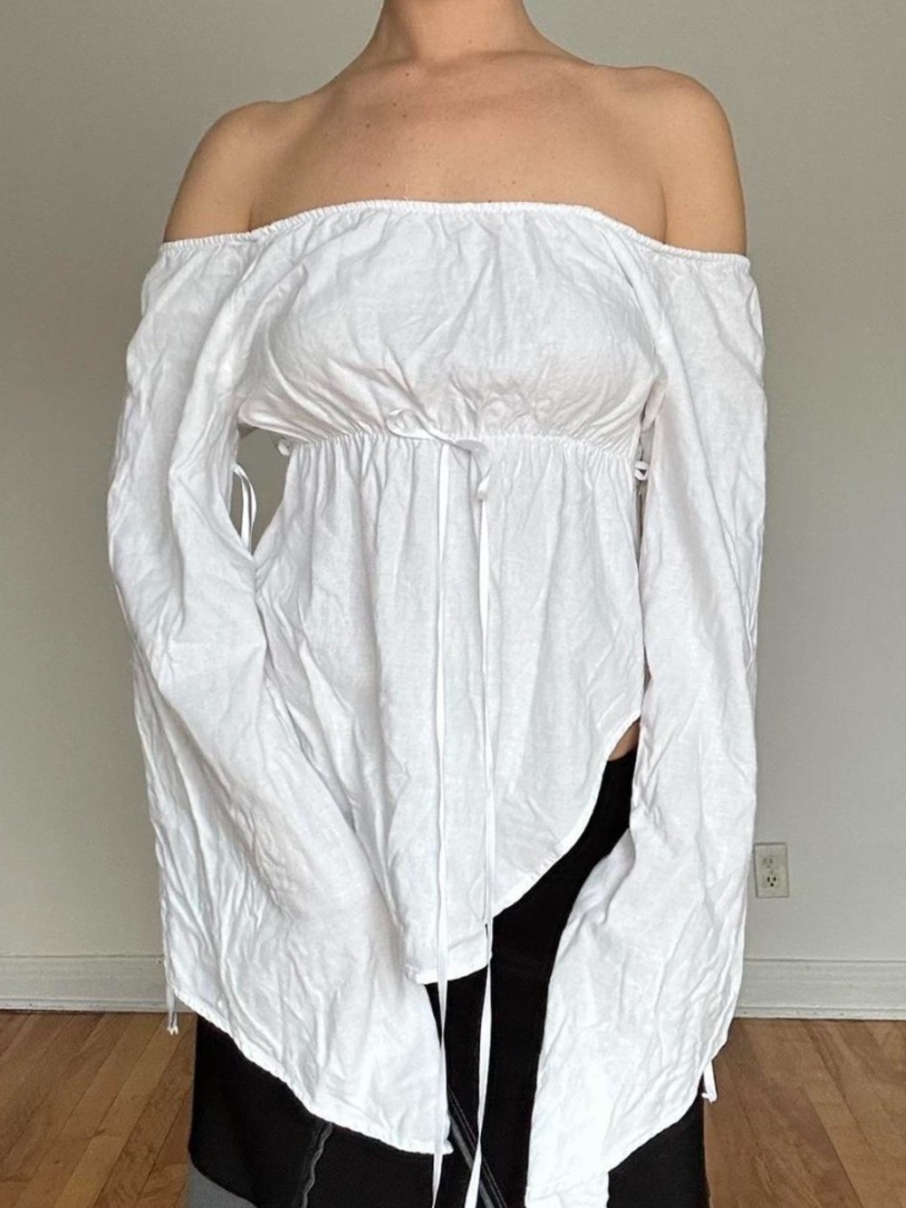 Off-Shoulder White Peasant Blouse